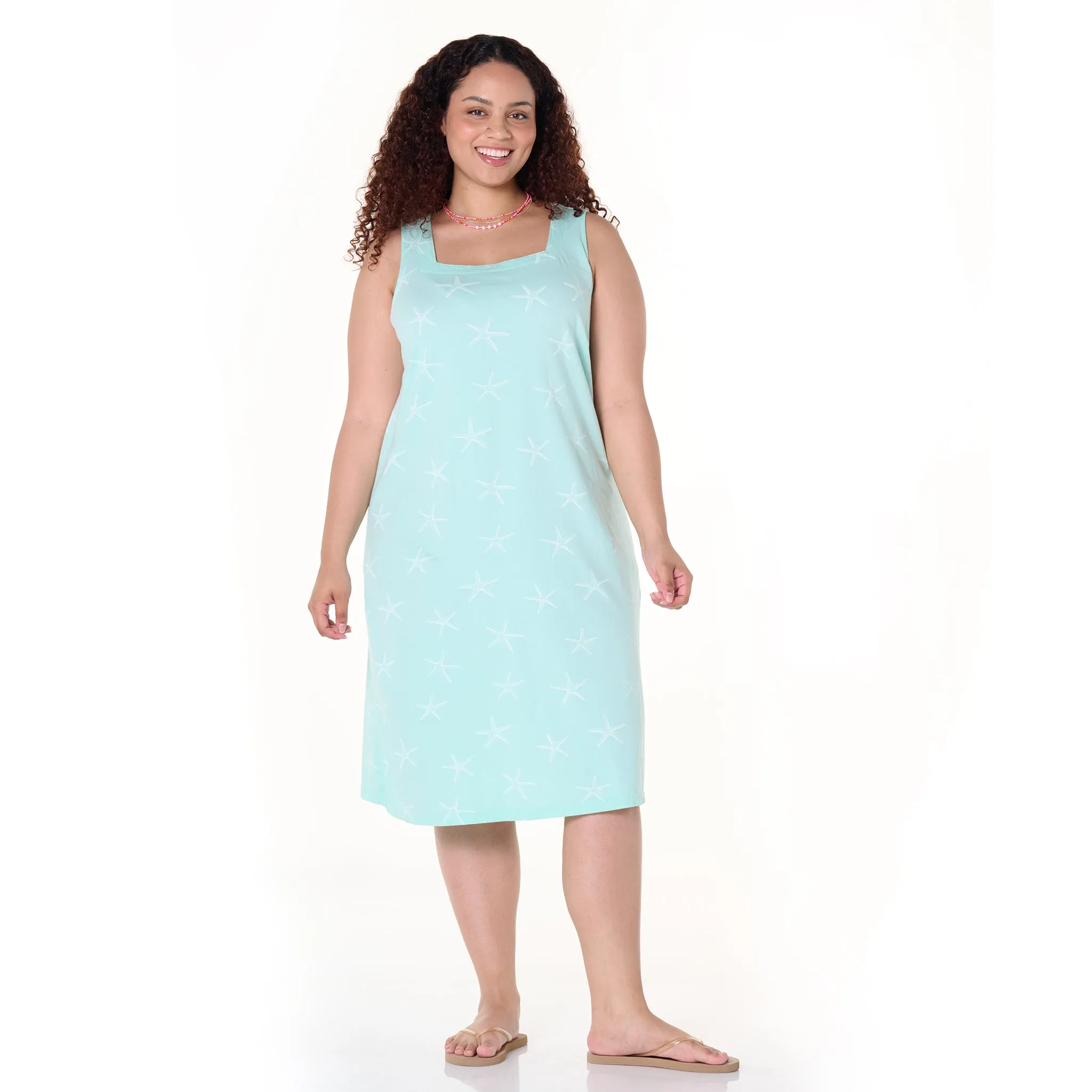 Sea Star Square Neck Dress | Plus Size Summer Colors Weekend Relaxed Look