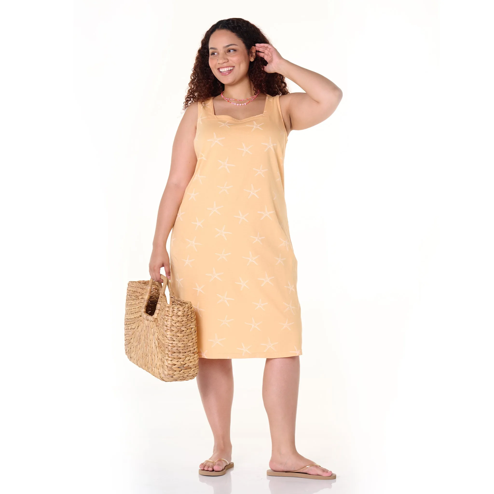 Sea Star Square Neck Dress | Plus Size Summer Colors Weekend Relaxed Look