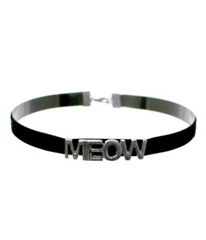 Silver & Black Meow Choker Alternative Style