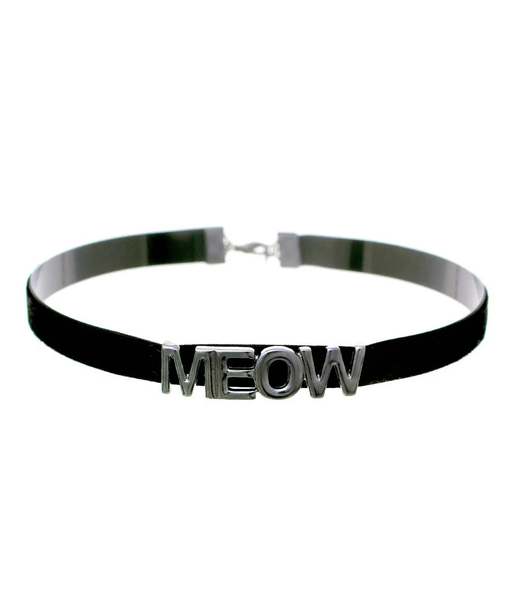 Silver & Black Meow Choker Alternative Style