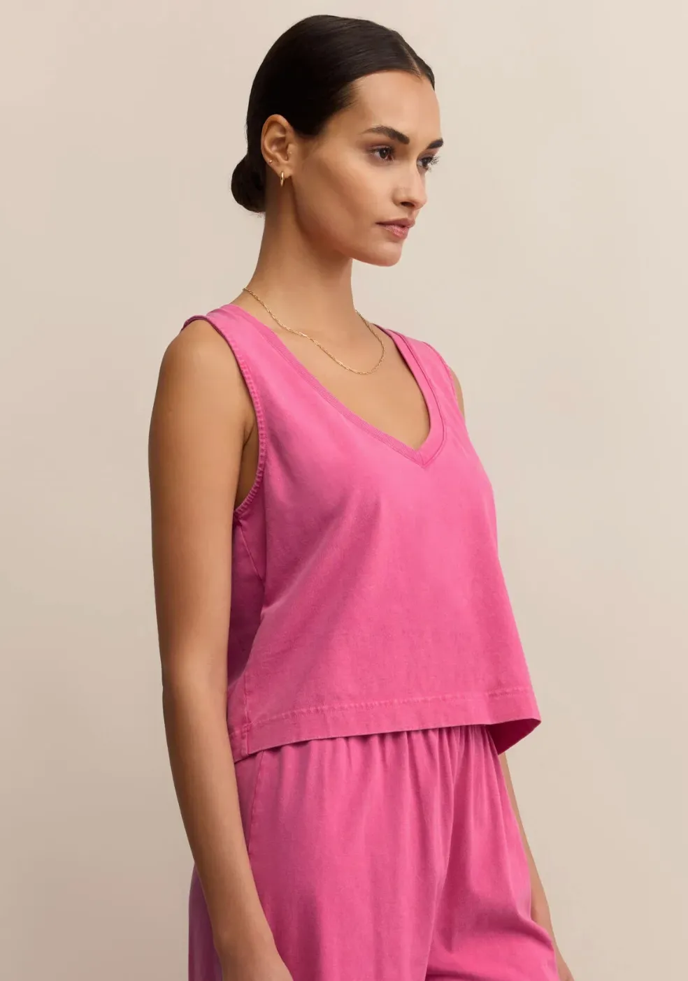 Sloane V-Neck Cotton Jersey Top Summer Festival Tee