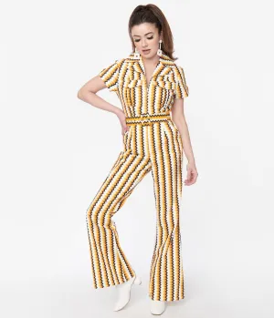Smak Parlour 1970s Candy Corn Zig Zag Stripe Flare Jumpsuit Casual Everyday Look