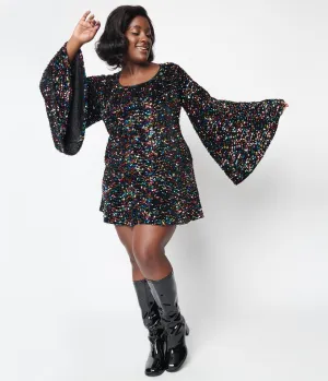 Smak Parlour Black & Rainbow Sequin Downtown Scene Mini Dress Casual Everyday Look