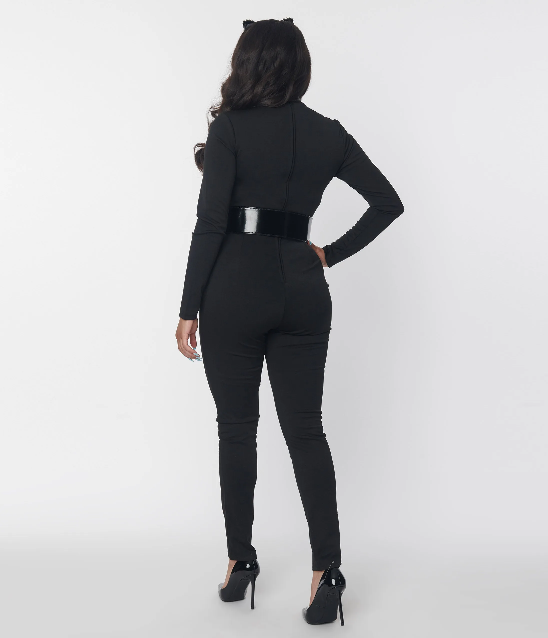 Smak Parlour Black Mock Neck Long Sleeve Jumpsuit Comfortable Travel Wear