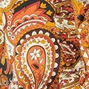 Smak Parlour Brick Red & Orange Paisley Ruffle Neck Empire A-Line Dress Casual Everyday Look