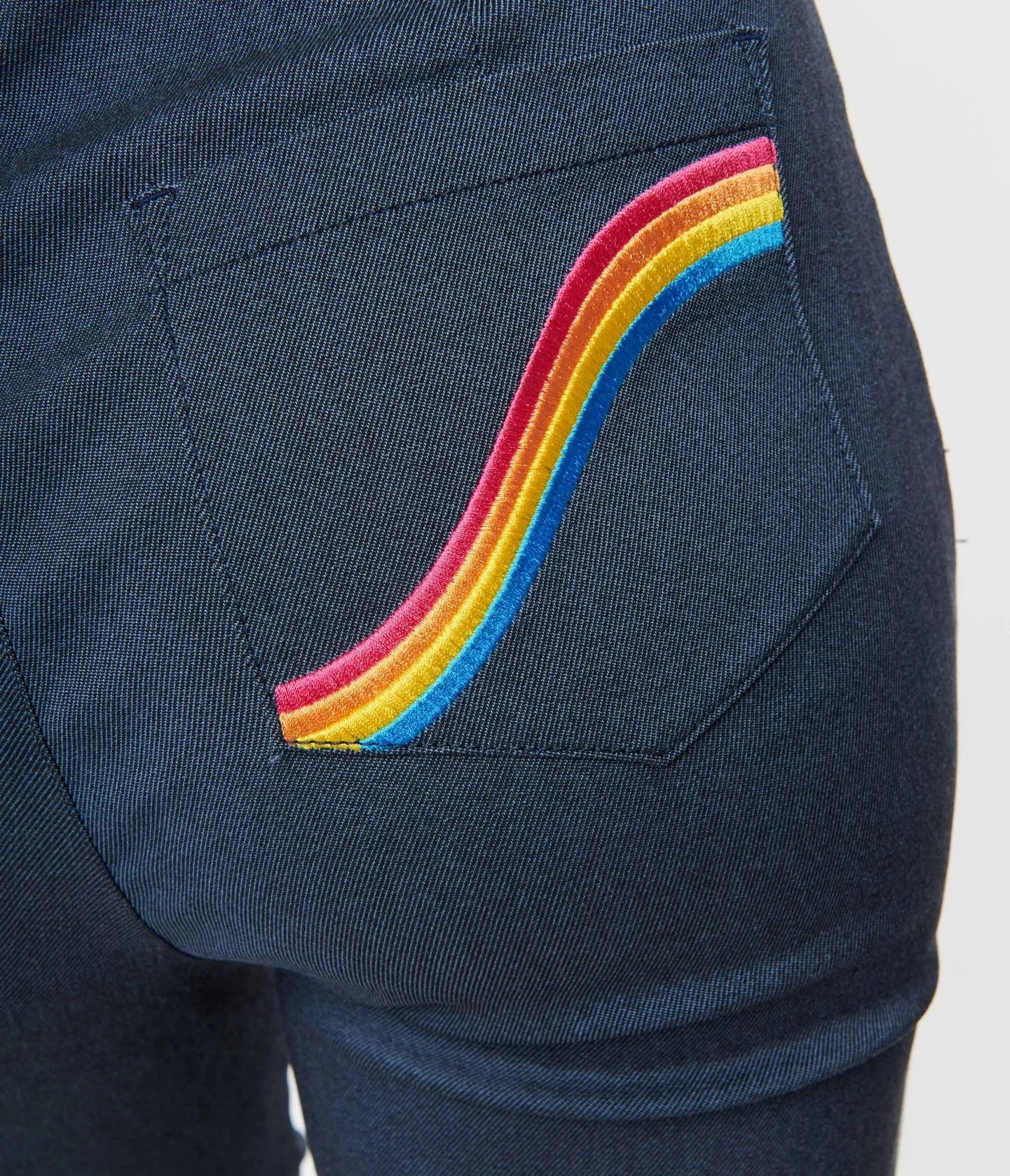 Smak Parlour Denim Bengaline & Rainbow Pocket Pintuck Capris Comfortable Travel Wear