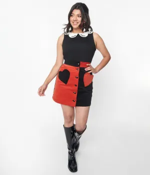 Smak Parlour Orange & Black Heart Match Game Mini Skirt Comfortable Travel Wear