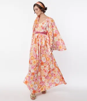 Smak Parlour Orange & Pink Mod Bloom Belted Caftan Casual Everyday Look