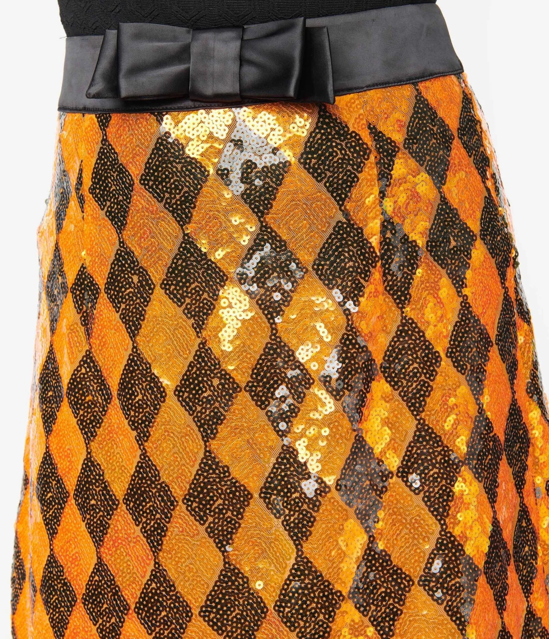 Smak Parlour Orange Sequin Mod Skirt Comfortable Travel Wear