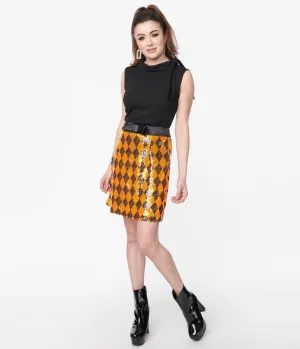Smak Parlour Orange Sequin Mod Skirt Comfortable Travel Wear
