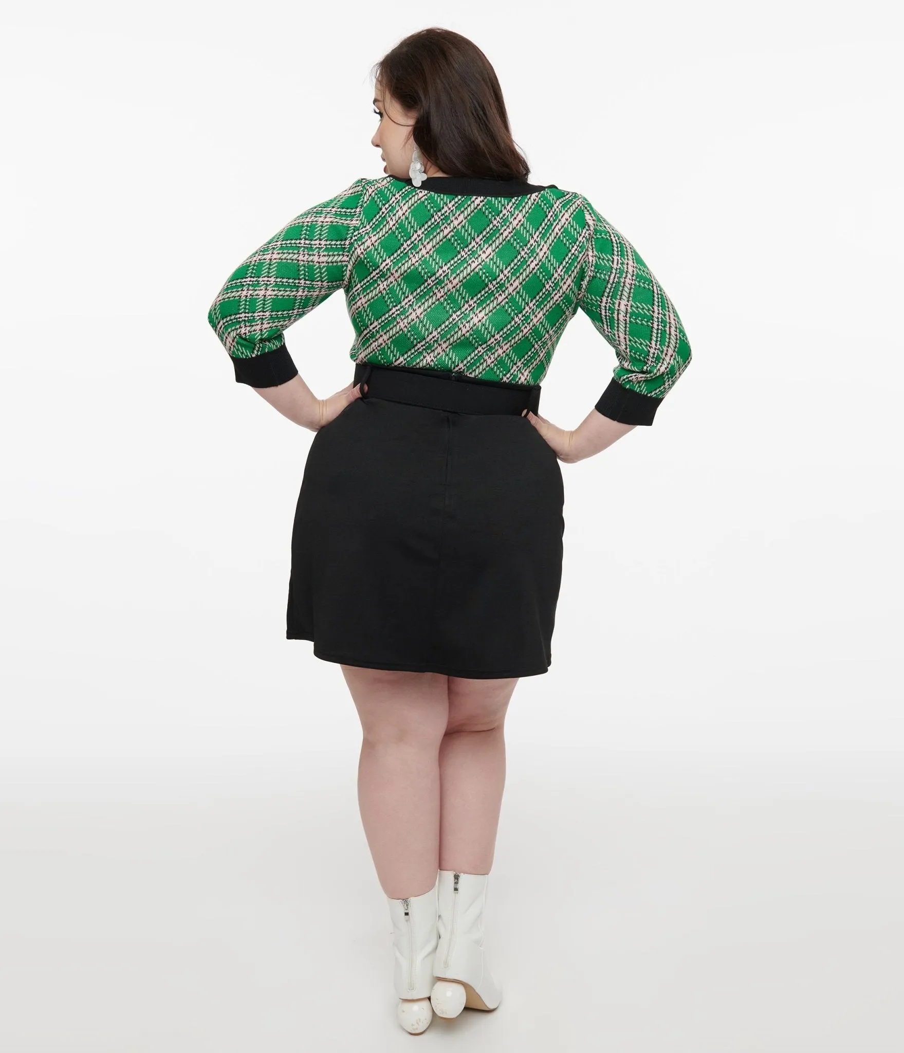 Smak Parlour Plus Size 1960s Black Hedgehog Embroidered Easy Does It Mini Skirt Comfortable Travel Wear