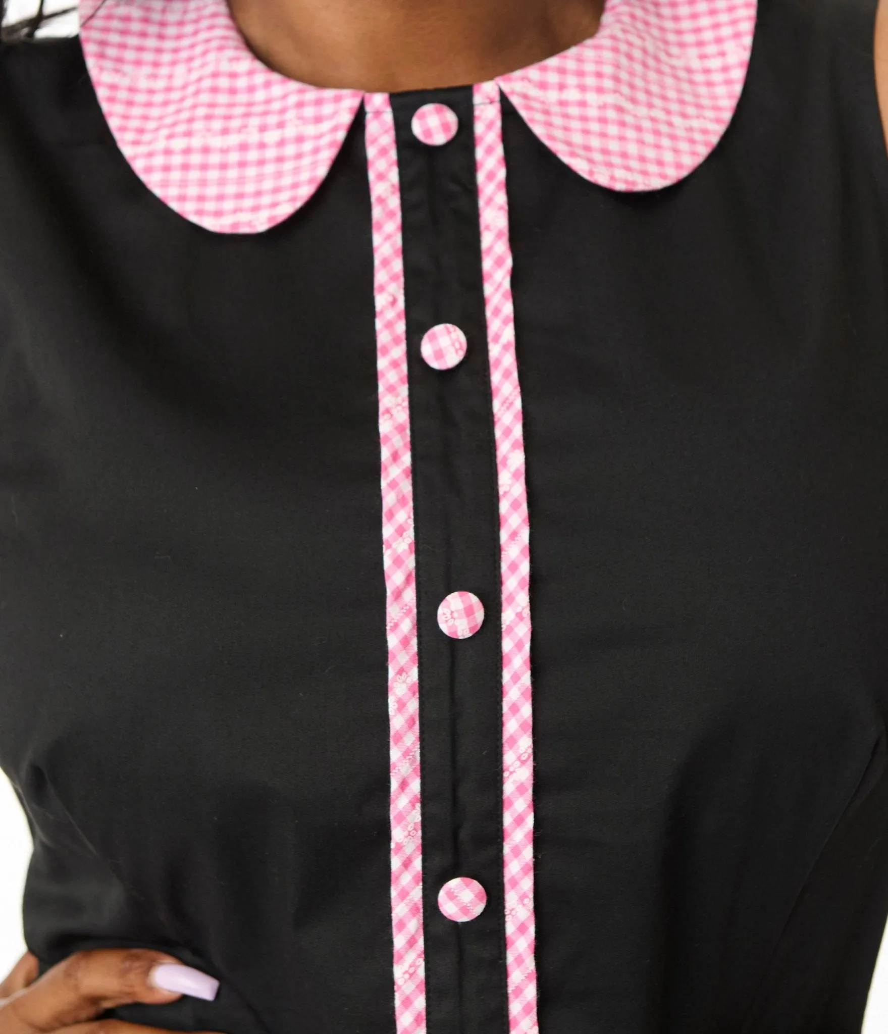 Smak Parlour Plus Size Black & Pink Gingham Cotton Shift Dress Casual Everyday Look