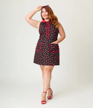 Smak Parlour Plus Size Black & Red Cherry Cotton Shift Dress Casual Everyday Look