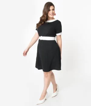 Smak Parlour Plus Size Black & White Belted Show Stealer Dress Casual Everyday Look