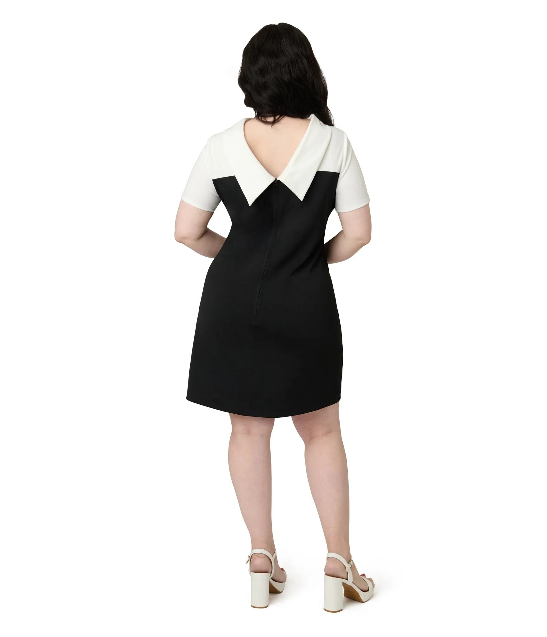 Smak Parlour Plus Size Black & White Color Block Heart Shift Dress Casual Everyday Look