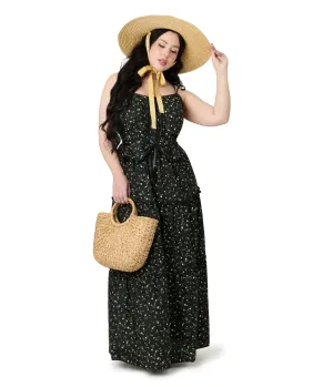 Smak Parlour Plus Size Black Ditzy Floral Shirred Tiered Maxi Dress Casual Everyday Look