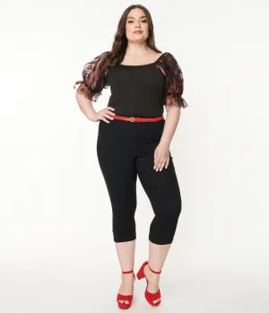 Smak Parlour Plus Size Black Heart Pocket Smarty Pants Capris Comfortable Travel Wear