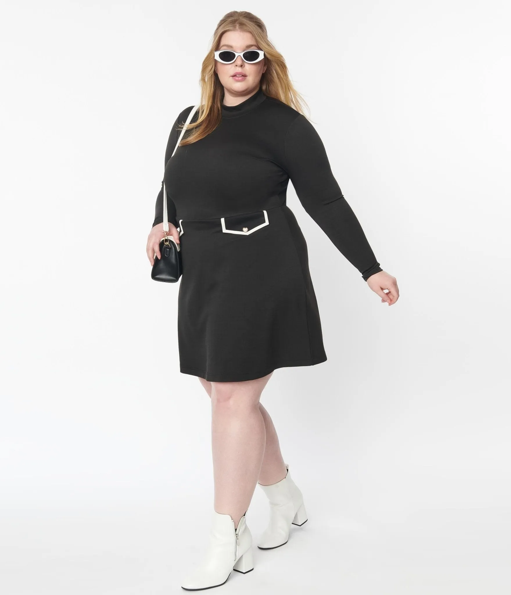 Smak Parlour Plus Size Black Mock Turtleneck Fit & Flare Dress Casual Everyday Look