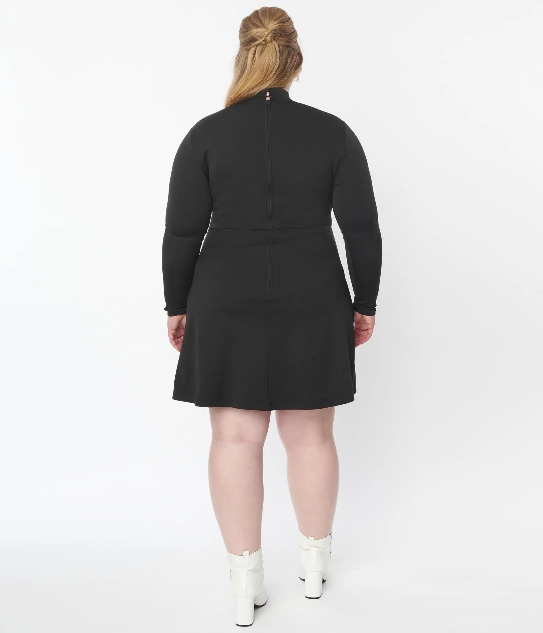 Smak Parlour Plus Size Black Mock Turtleneck Fit & Flare Dress Casual Everyday Look