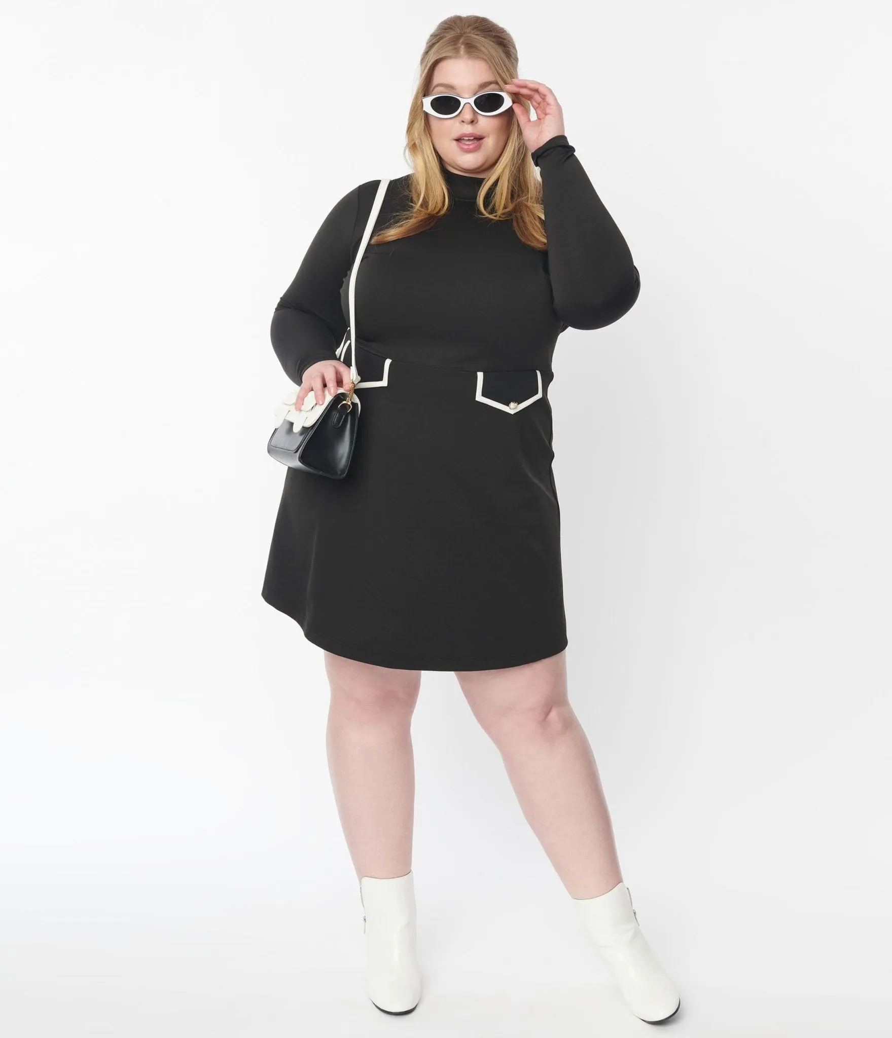 Smak Parlour Plus Size Black Mock Turtleneck Fit & Flare Dress Casual Everyday Look