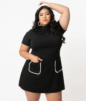 Smak Parlour Plus Size Black Mock Turtleneck Wave Maker Dress Casual Everyday Look