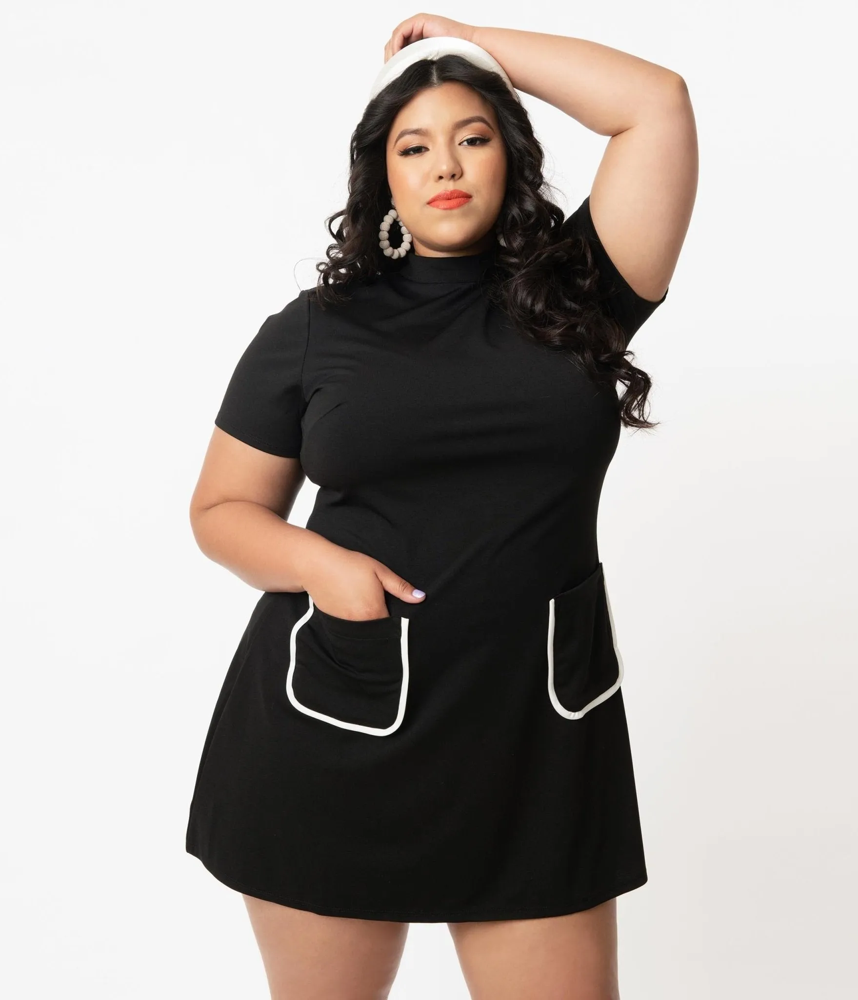 Smak Parlour Plus Size Black Mock Turtleneck Wave Maker Dress Casual Everyday Look