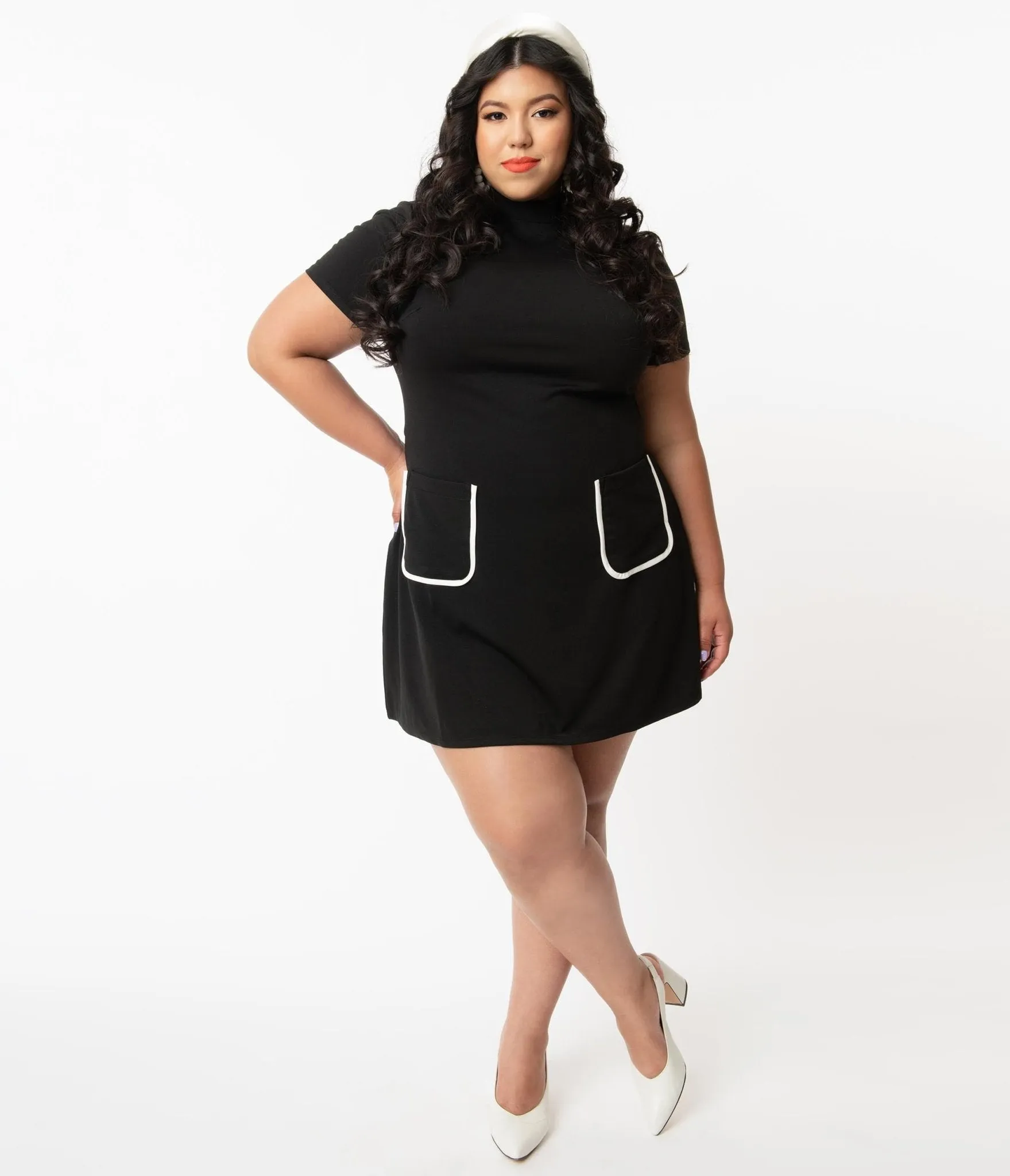 Smak Parlour Plus Size Black Mock Turtleneck Wave Maker Dress Casual Everyday Look
