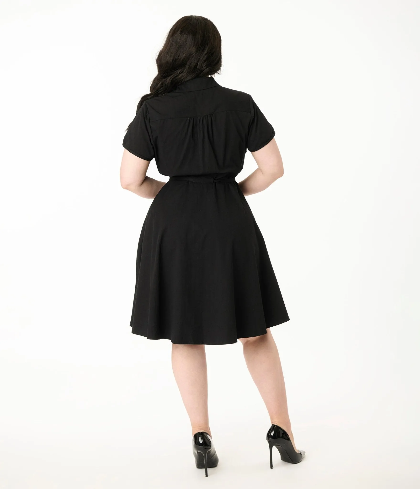 Smak Parlour Plus Size Black Scaredy Cat Cotton Fit & Flare Dress Casual Everyday Look