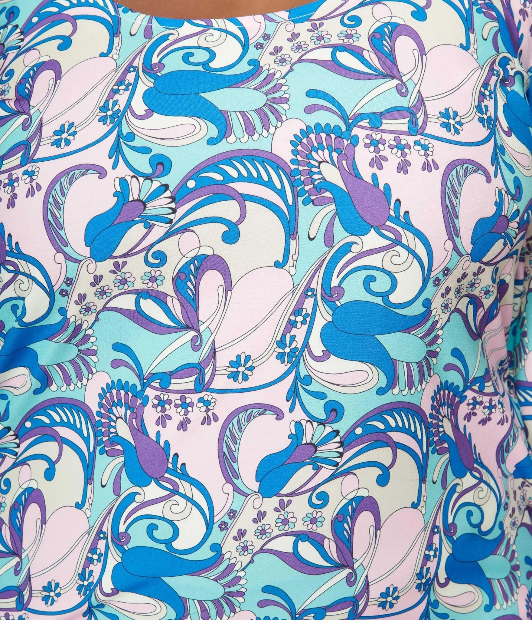 Smak Parlour Plus Size Blue & Purple Psychedelic Floral Downtown Scene Mini Dress Casual Everyday Look