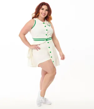 Smak Parlour Plus Size White & Green Pickleball Paddle Sport Dress & Shorts Casual Everyday Look