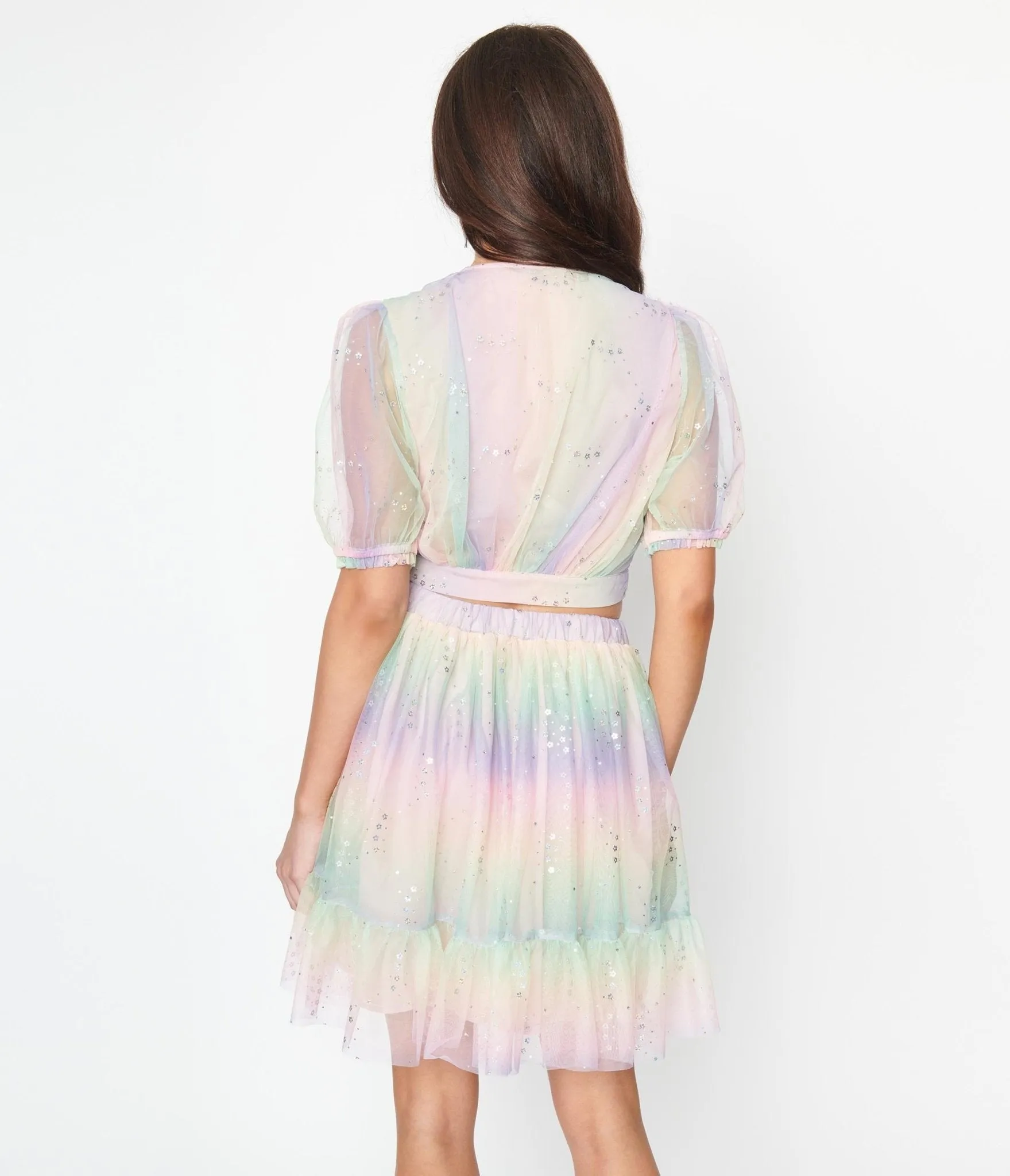 Smak Parlour Rainbow Ombre Roller Queen Crop Blouse Easy Date Night