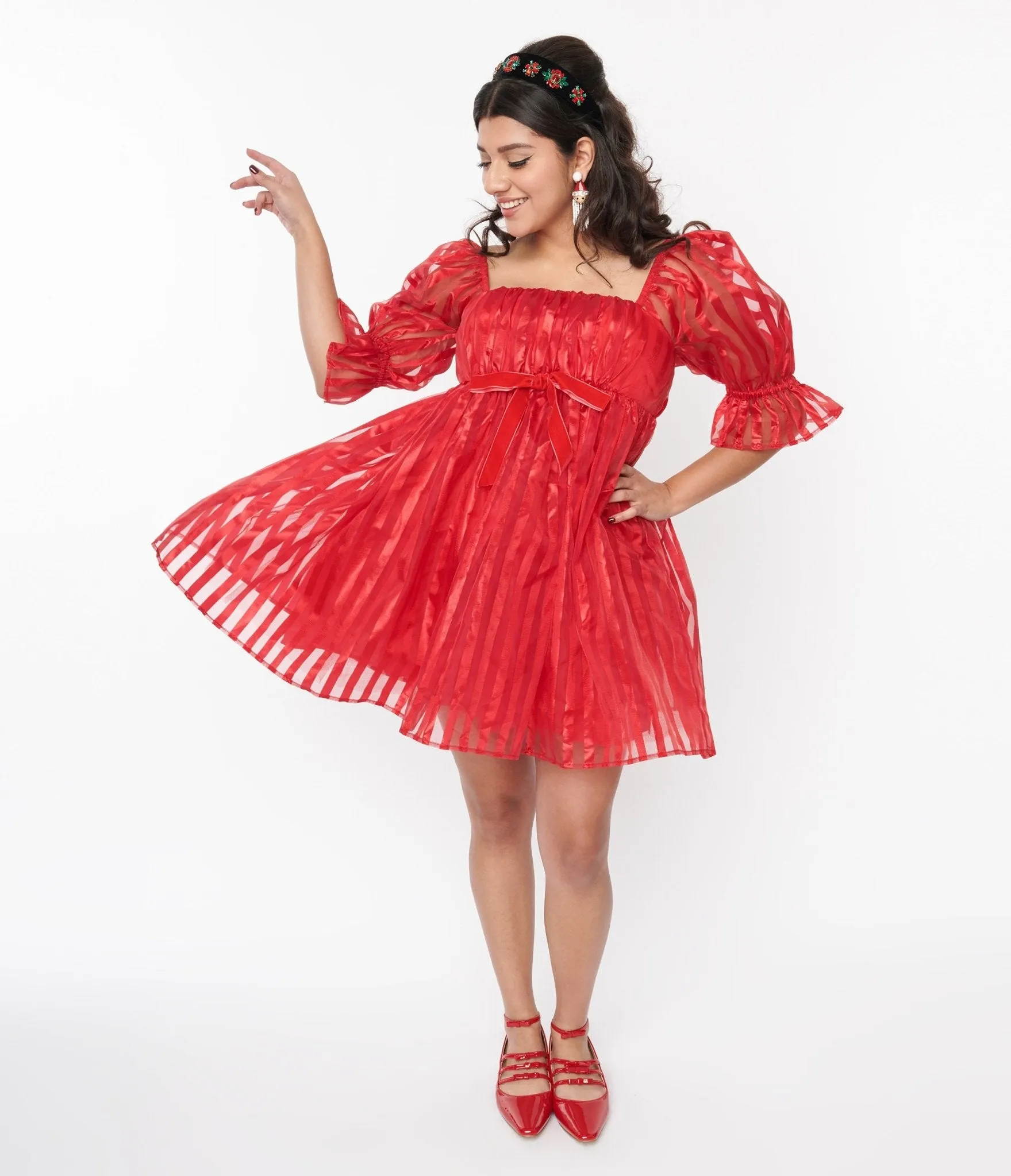 Smak Parlour Red Striped Love Interest Babydoll Dress Casual Everyday Look