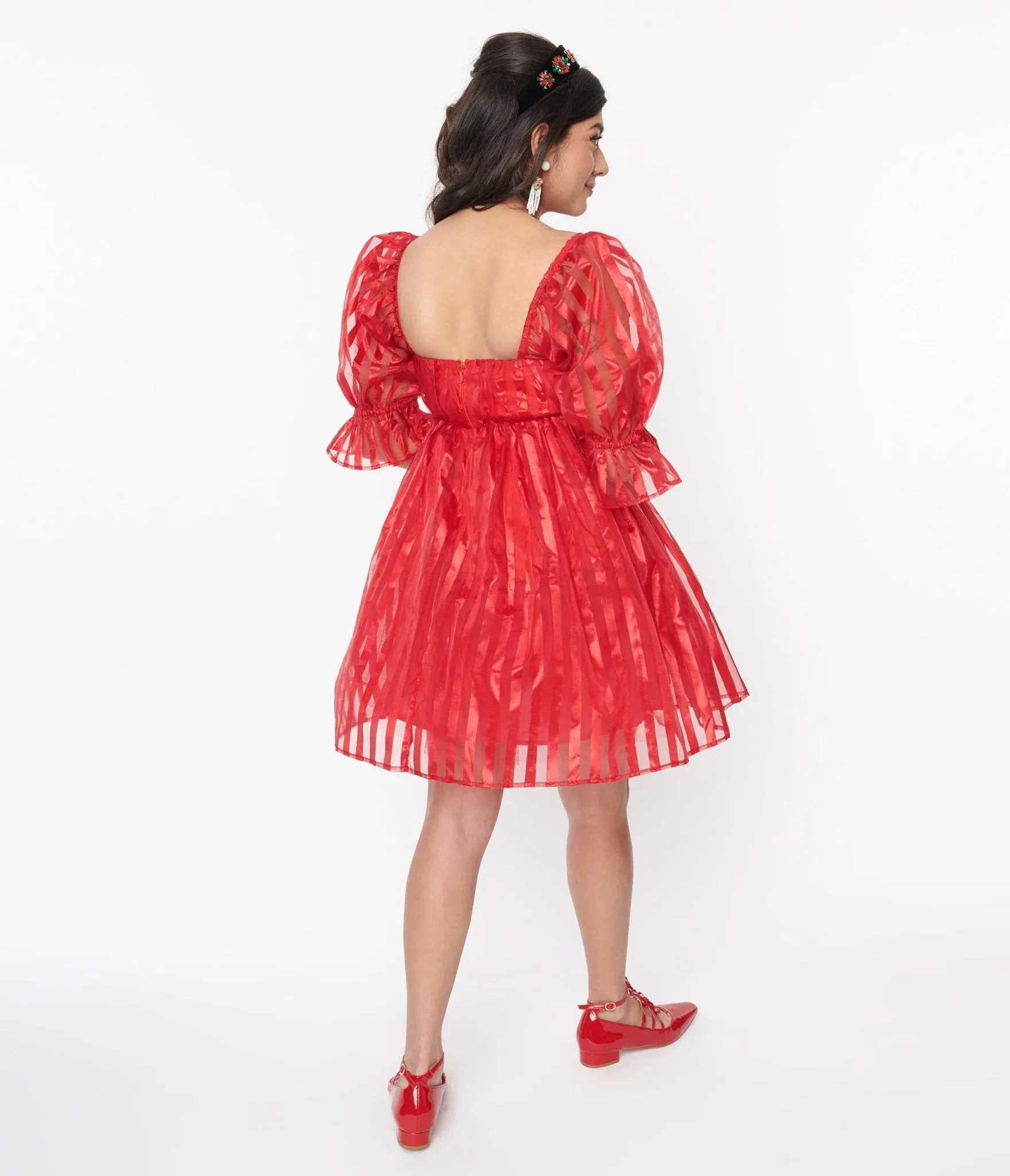 Smak Parlour Red Striped Love Interest Babydoll Dress Casual Everyday Look