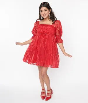 Smak Parlour Red Striped Love Interest Babydoll Dress Casual Everyday Look