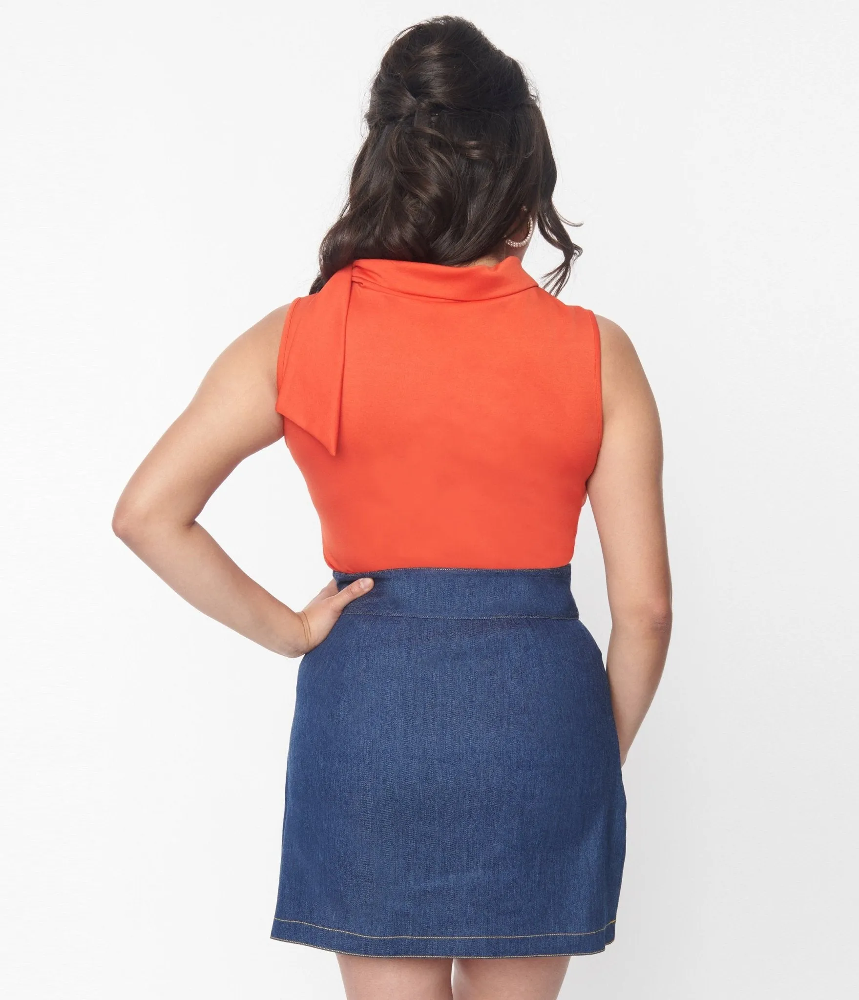 Smak Parlour Rust Cowl Neck Tie Blouse Easy Date Night