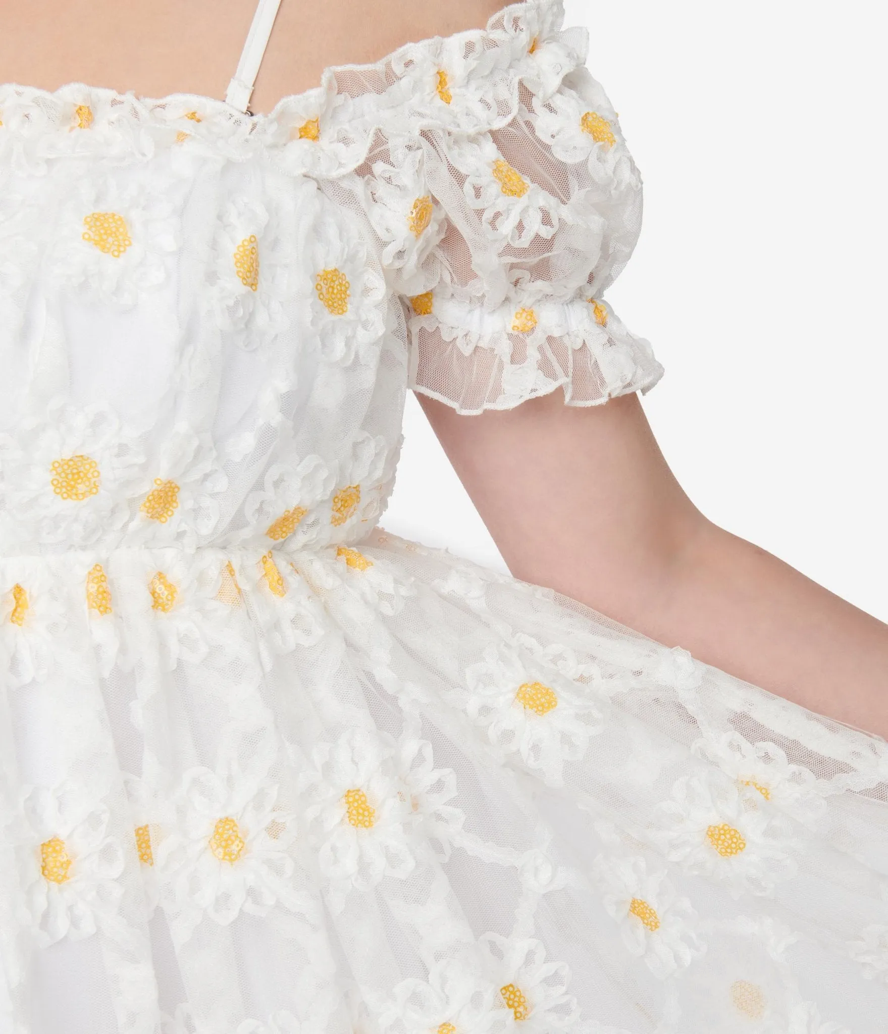 Smak Parlour White Daisy Off the Shoulder Babydoll Dress Casual Everyday Look