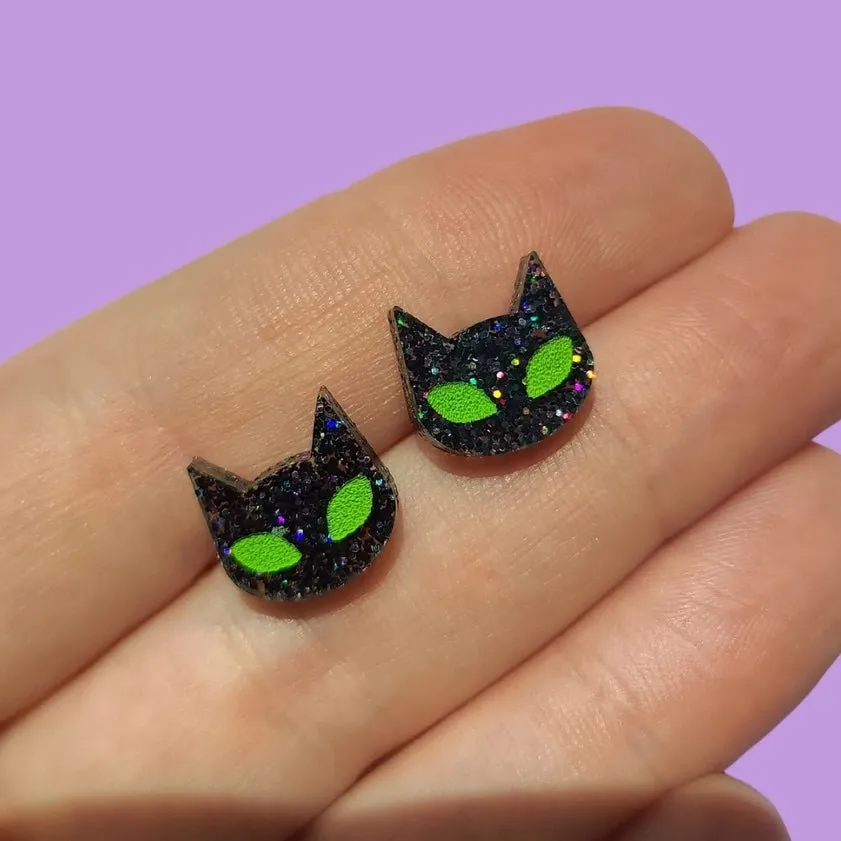 Spooky Cat Stud Earrings Everyday Chic