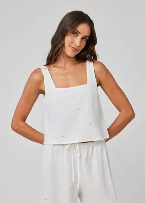 Square Neck Button Back Tank Everyday Casual Look