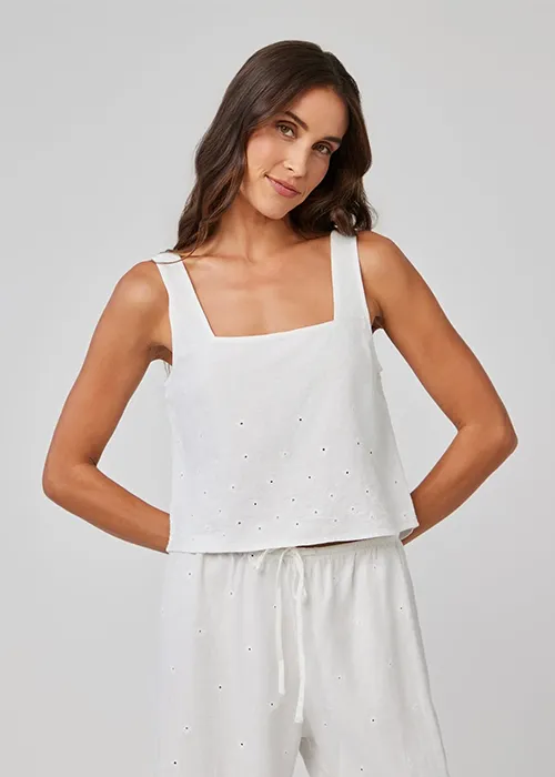 Square Neck Button Back Tank Everyday Casual Look