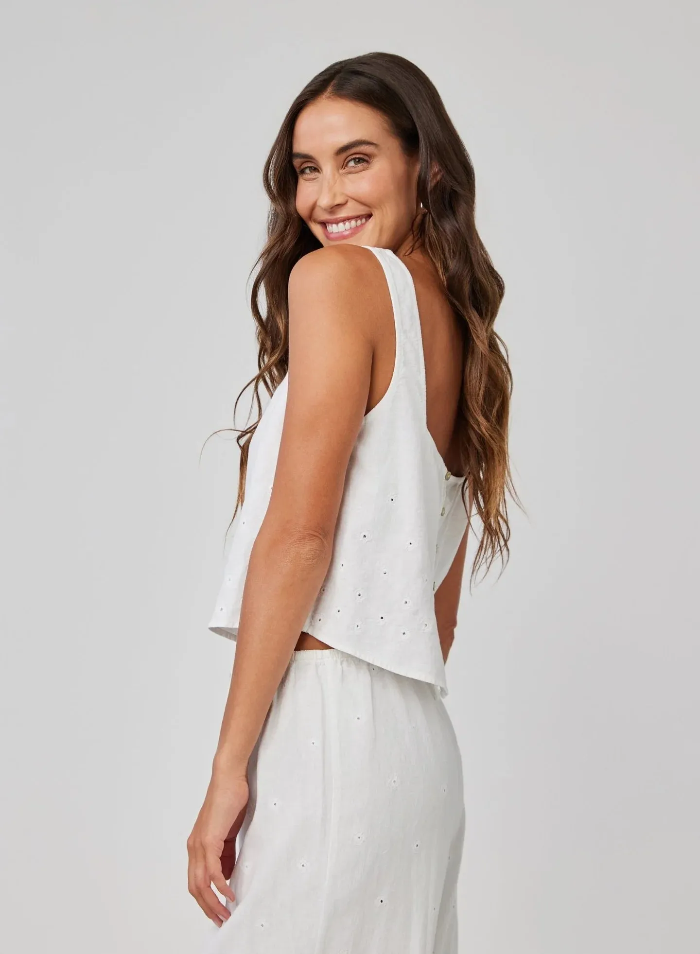 Square Neck Button Back Tank Everyday Casual Look