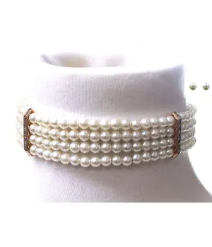Stacked Faux Pearl Choker Necklace Alternative Style
