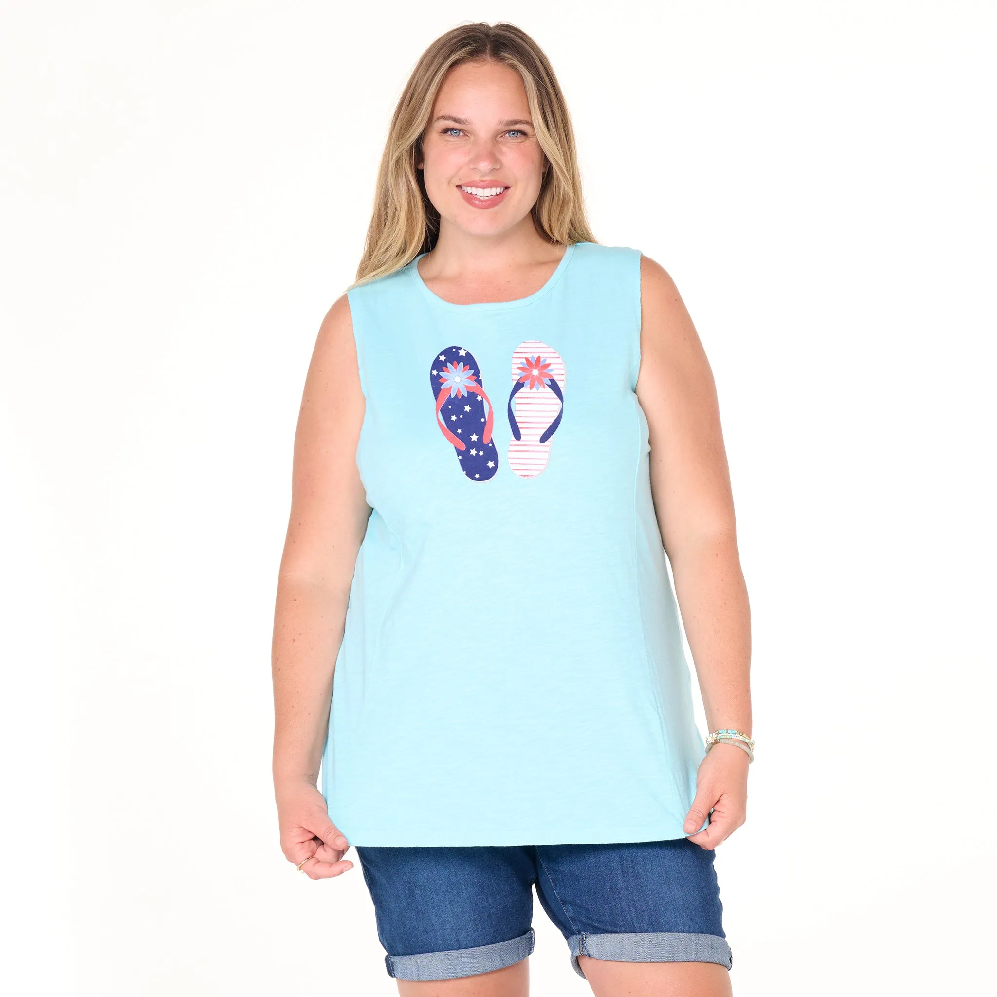 Stars & Stripes Flip Flop Chloe Tank | Plus Size Weekend Relaxed Look