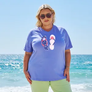 Stars & Stripes Flip Flop V-Neck T | Plus Size Weekend Relaxed Look