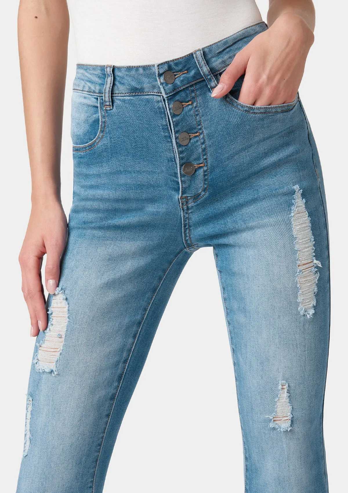 Tall Cindy Distressed Flare Jeans Smart & Chic Outfit