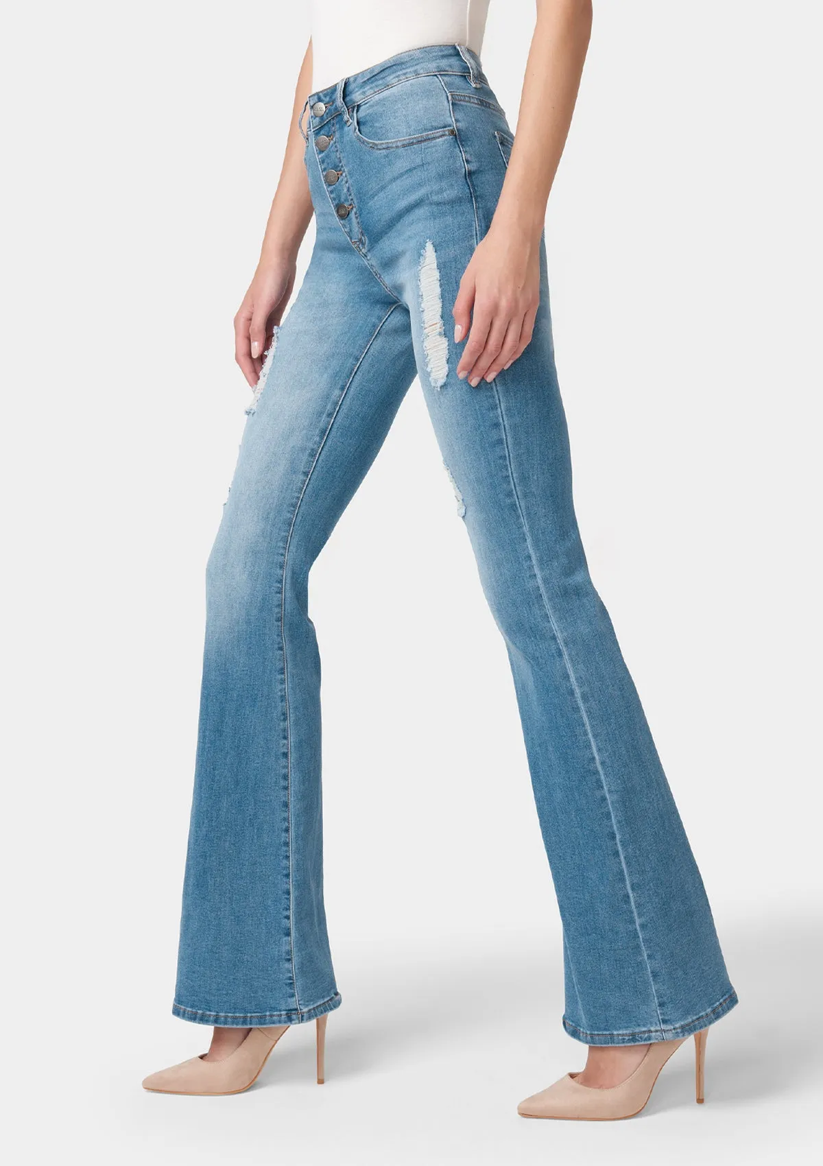 Tall Cindy Distressed Flare Jeans Smart & Chic Outfit