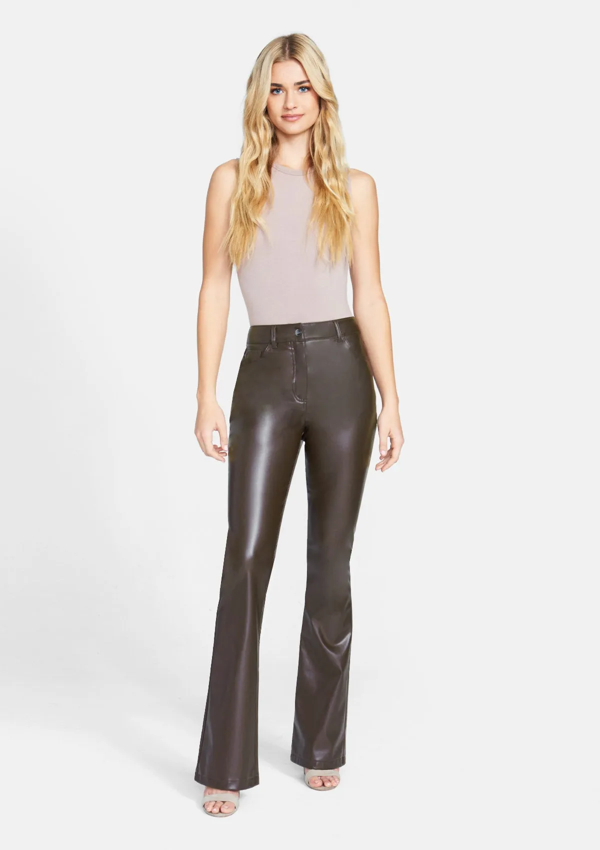 Tall Lexa Faux Leather Flare Pants Smart & Chic Outfit