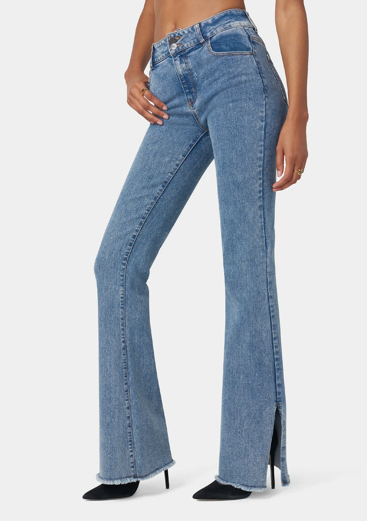 Tall Olivia Flare Jeans With Slit Smart & Chic Outfit