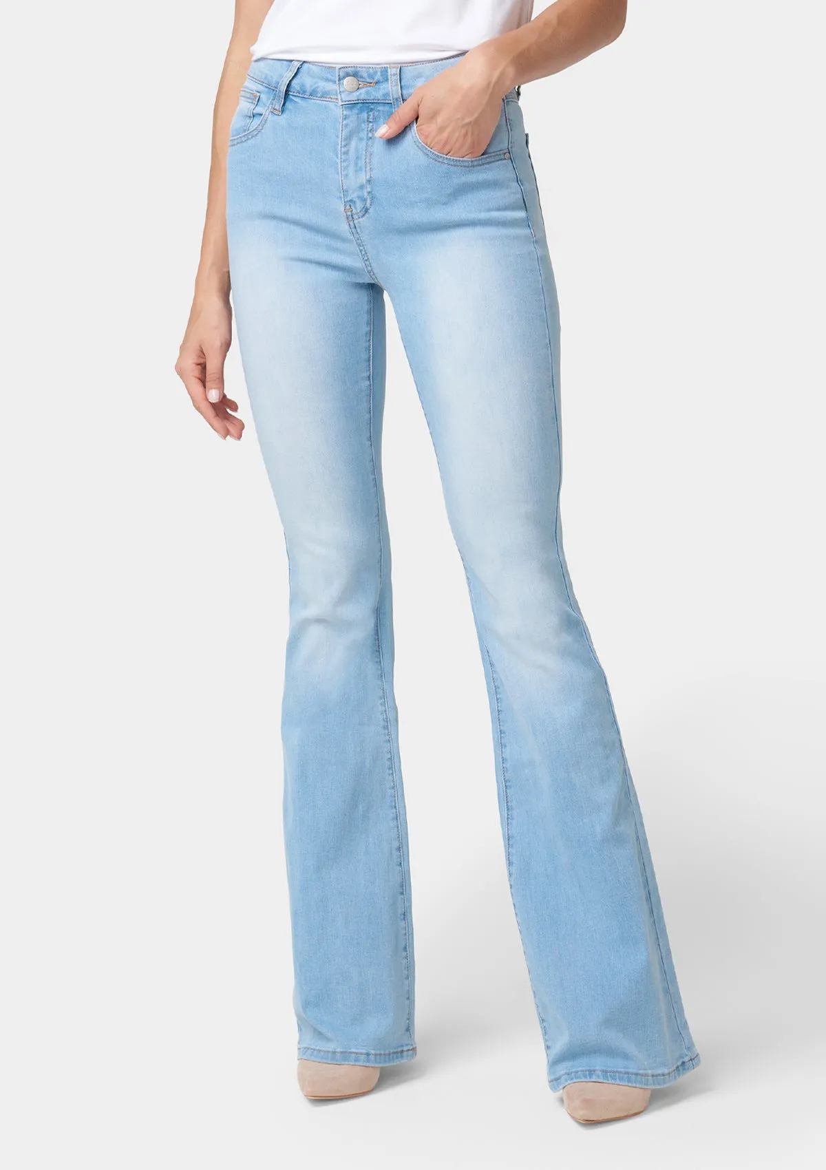 Tall Riley High Rise Flare Jeans Smart & Chic Outfit