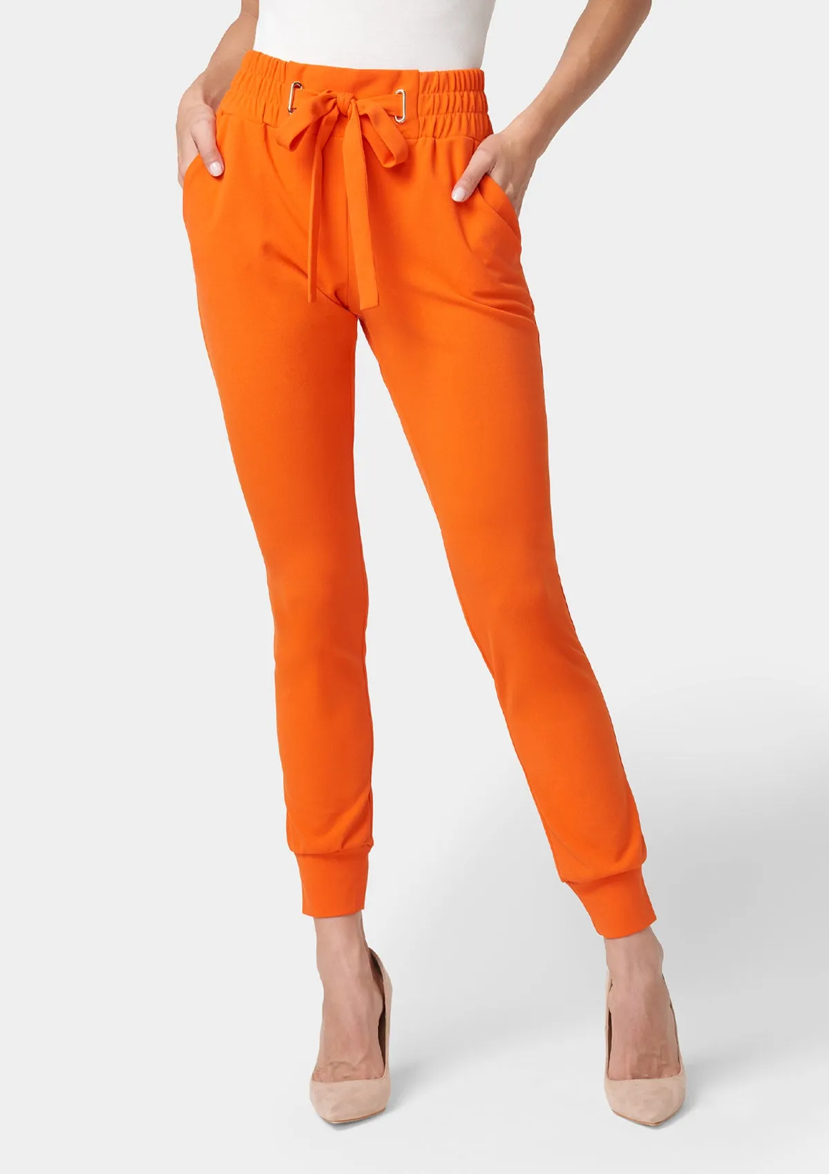 Tall Tianna Tie Waist Crepe Joggers Smart & Chic Outfit