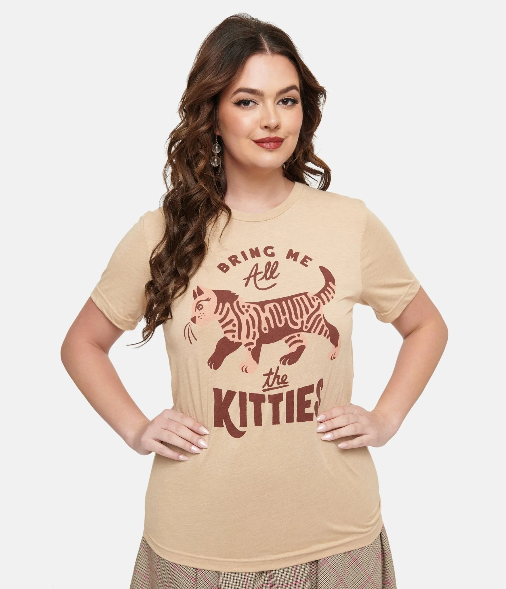 Tan Bring Me All The Kitties Graphic Tee Easy Date Night